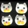 10x11mm Lampwork Glass White CAT FACE Beads