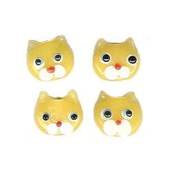 10x11mm Lampwork Glass Yellow CAT FACE Beads