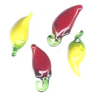 7x18mm Lampwork Glass Mini Red & Yellow CHILI PEPPER Charm Beads