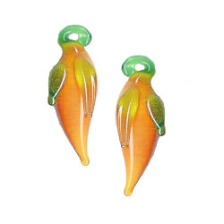 11x22mm Lampwork Glass Orange CHILI PEPPER Charm Beads