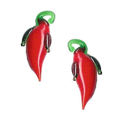 11x22mm Lampwork Glass Red CHILI PEPPER Charm Beads