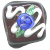 15x15mm *Blue Rose Frosting* Lampwork Chocolate Bead ~ Karen Halls