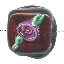 15x15mm *Red Rose* Lampwork Chocolate Bead ~ Karen Halls