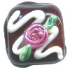 15x15mm *Red Rose Frosting* Lampwork Chocolate Bead ~ Karen Halls