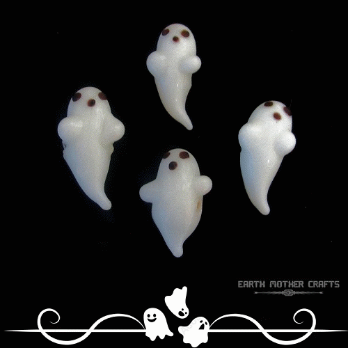 18x30mm Lampwork Glass Halloween GHOST Bead