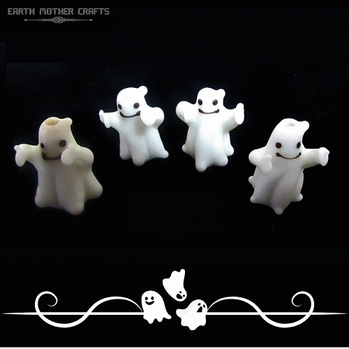 15x20mm Lampwork Glass Halloween GHOST Bead