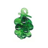 15x22mm Lampwork Glass Green GRAPE CLUSTER Charm Bead