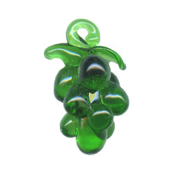 15x28mm Lampwork Glass Green GRAPE CLUSTER Charm Bead