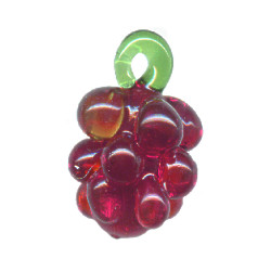 13x22mm Lampwork Glass Red GRAPE CLUSTER Charm Bead