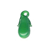 8x22mm Lampwork Glass Green PEAR Charm Bead