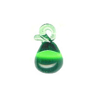 10x16mm Lampwork Glass Green PEAR Charm Bead