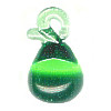 10x16mm Lampwork Glass Green PEAR Charm Bead