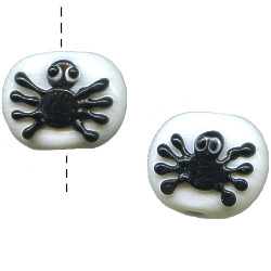 15x18mm White & Black Lampwork Glass SPIDER TABULAR Beads