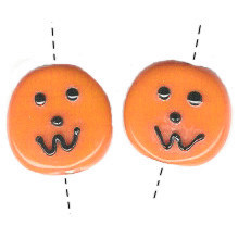 15mm Lampwork Glass Halloween JACK'O LANTERN Tabular Beads