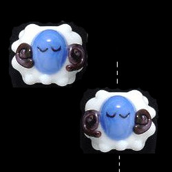 11x12mm Lampwork Glass Blue Faced LAMB/SHEEP Beads