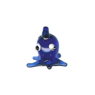 12x16mm Lampwork Glass Transparent Cobalt Blue OCTOPUS Charm Bead