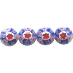 10mm Red, White & Blue Patriotic Millefiori Lampwork ROUND Beads