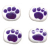 6x14mm White & Blue Lampwork Glass *Paw Print* TABULAR Beads