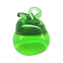 18x18mm Lampwork Glass Green PEAR Charm Bead