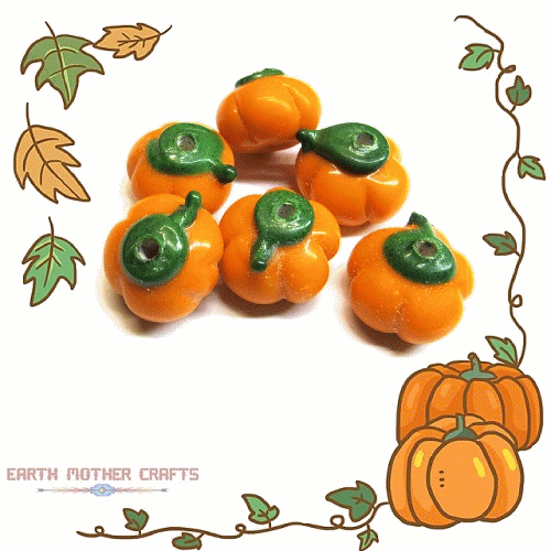 10x16mm Lampwork Glass PUMPKIN Bead