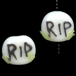 16x18mm Lampwork Glass *RIP* Halloween Tombstone TABULAR Beads