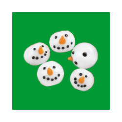 12mm Lampwork Glass SNOWMAN Round Beads