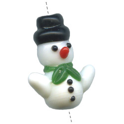 18x24mm Lampwork Glass SNOWMAN Bead