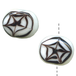 15x18mm White & Black Lampwork Glass *Spider Web* TABULAR Beads