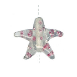 26x26mm Lampwork Glass Transparent Clear & Pink STARFISH Bead