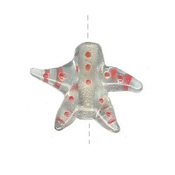 26x26mm Lampwork Glass Transparent Clear & Red STARFISH Bead