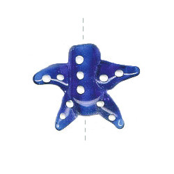 26x26mm Lampwork Glass Dark Blue & White STARFISH Bead