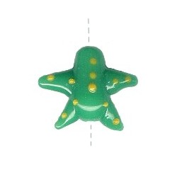 26x26mm Lampwork Glass Green & Yellow STARFISH Bead