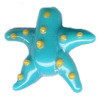 26x26mm Lampwork Glass Light Blue & Yellow STARFISH Bead