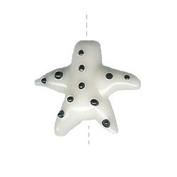 26x26mm Lampwork Glass Black & White STARFISH Bead