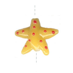 26x26mm Lampwork Glass Yellow & Red STARFISH Bead