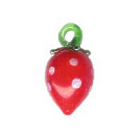 12x22mm Lampwork Glass STRAWBERRY Charm Bead