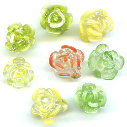 10x14mm Sculpted Lampwork TEA ROSE Beads ~ Citrus Mix