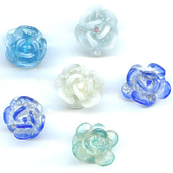 10x14mm Sculpted Lampwork TEA ROSE Beads ~ Blue Mix