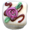 15x15mm *Red Rose Frosting* Lampwork White Chocolate Bead ~ Karen Halls