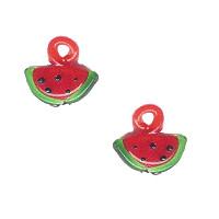 11x11mm Lampwork Glass WATERMELON Charm Beads