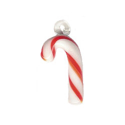 15x28mm Lampwork Glass CANDY CANE Charm Bead