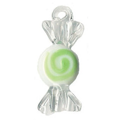 15x35mm Lampwork Glass Green & White CHRISTMAS CANDY Charm Bead