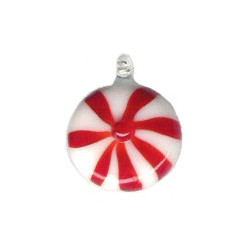 10x20mm Lampwork Glass CHRISTMAS MINT CANDY Charm Bead