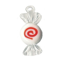 15x35mm Lampwork Glass Red & White CHRISTMAS CANDY Charm Bead