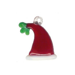 17x24mm Lampwork Glass SANTA HAT Charm/Pendant Bead