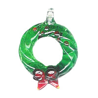 20x22mm Lampwork Glass CHRISTMAS WREATH Charm/Pendant Bead