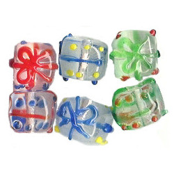 12x12mm Lampwork Glass GIFT BOX Beads