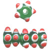 5x12mm Green, Red & White Lampwork Bumpy RONDELL / SPACER Beads