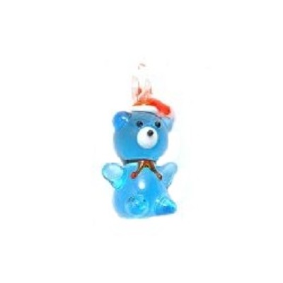 9x25mm Lampwork Glass Christmas TEDDY BEAR Charm Bead