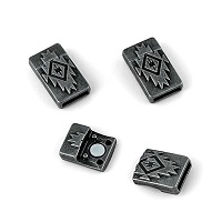 22x13mm Embossed Southwestern Zapotic Glue-In MAGNETIC CLASP, Antiqued Gun Metal